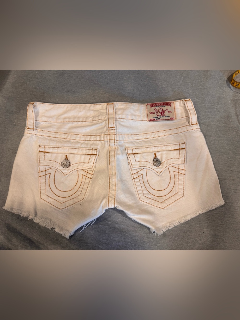 True Religion White Embellished Frayed Denim Shorts - Picture 5 of 6